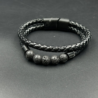 Men's Black Belt Stainless Steel Bracelet