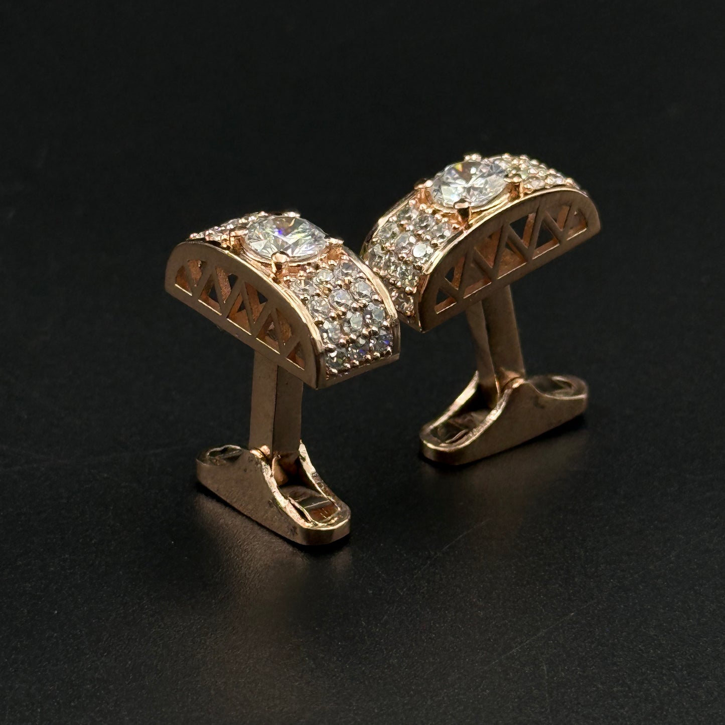 Men's Silver Cufflink - Rose Gold Plated