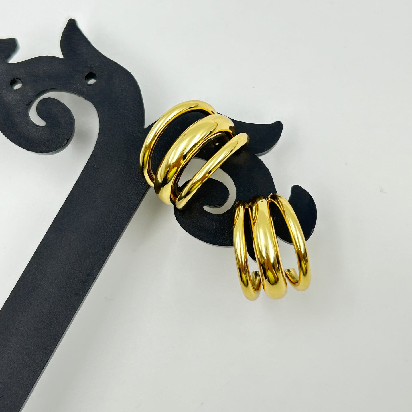 3D Hoop Earring for Women 18k Gold Plated