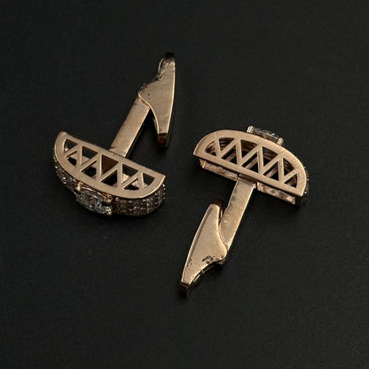 Men's Silver Cufflink - Rose Gold Plated