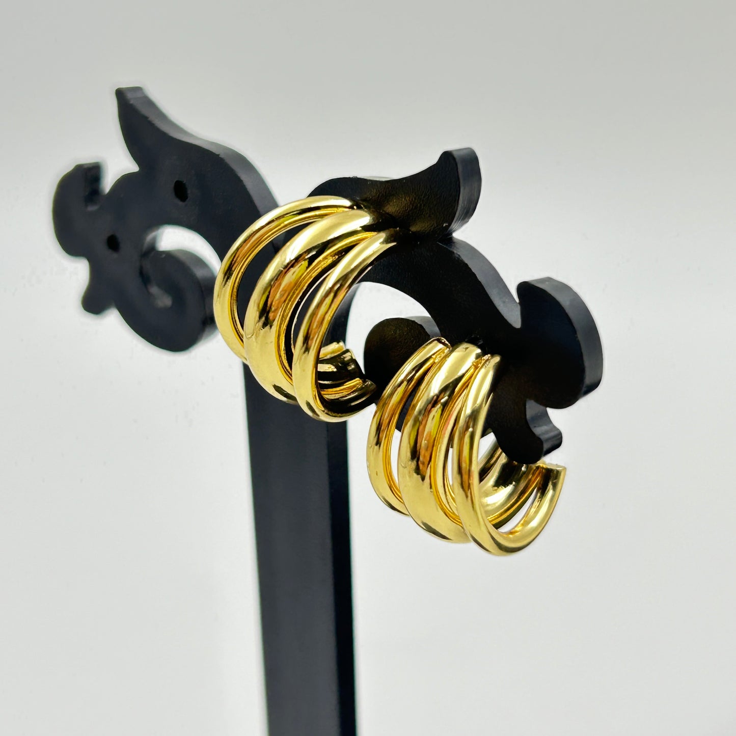 3D Hoop Earring for Women 18k Gold Plated