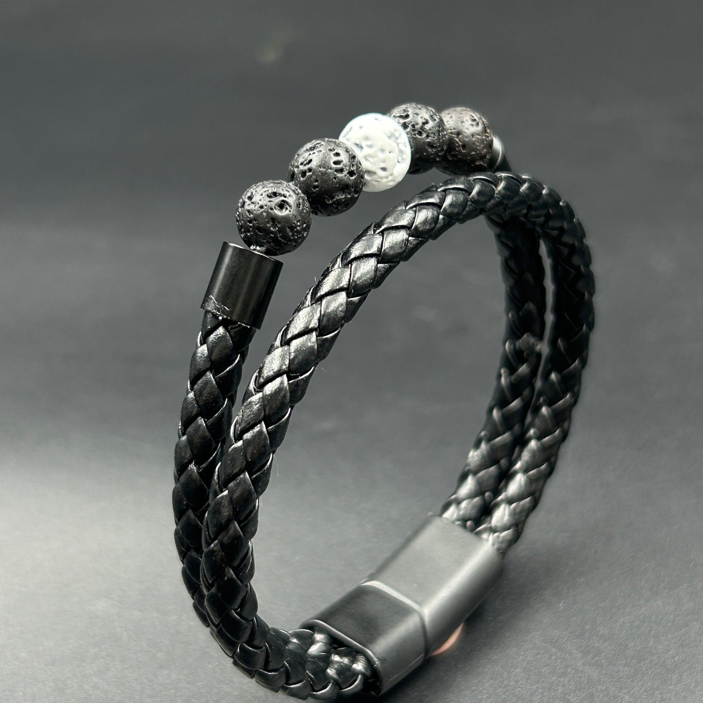 Men's Black Belt Stainless Steel Bracelet