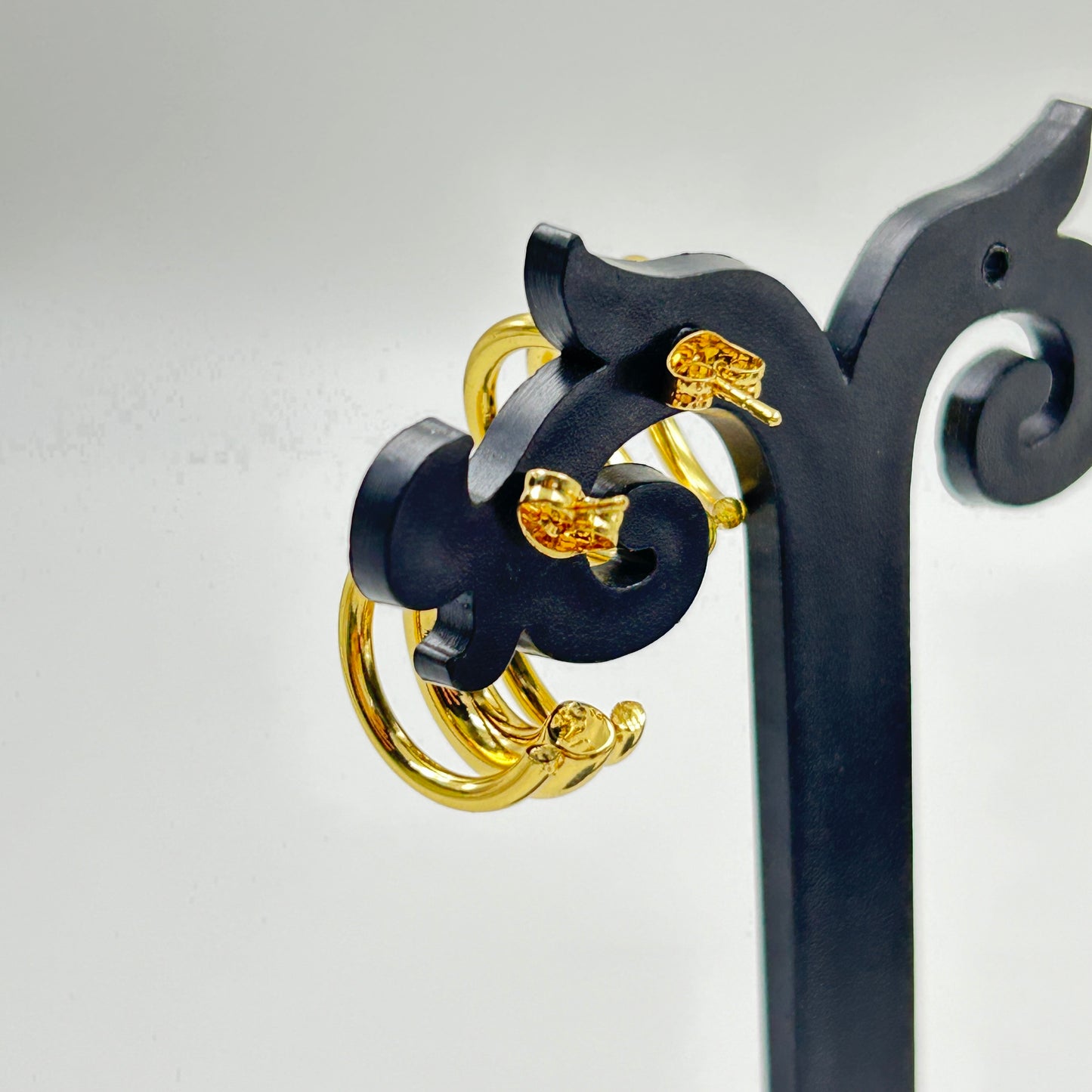 3D Hoop Earring for Women 18k Gold Plated