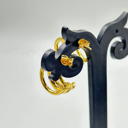 3D Hoop Earring for Women 18k Gold Plated