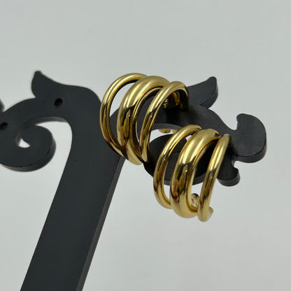 3D Hoop Earring for Women 18k Gold Plated
