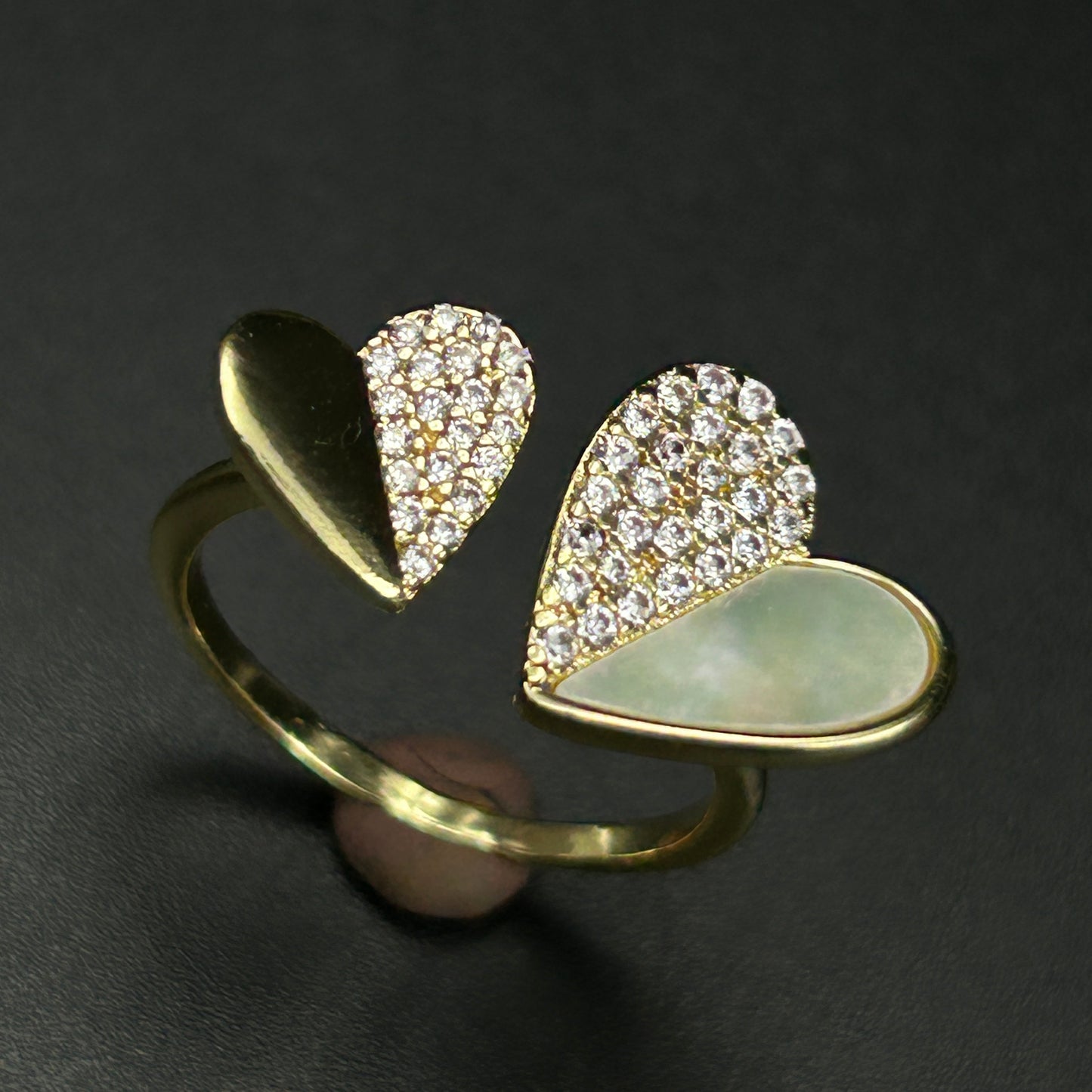 Adjustable Two Heart Ring 18k Gold Plated