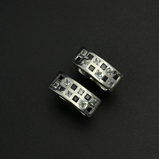 Black and White Diamond Men's Cufflink - 925 Silver