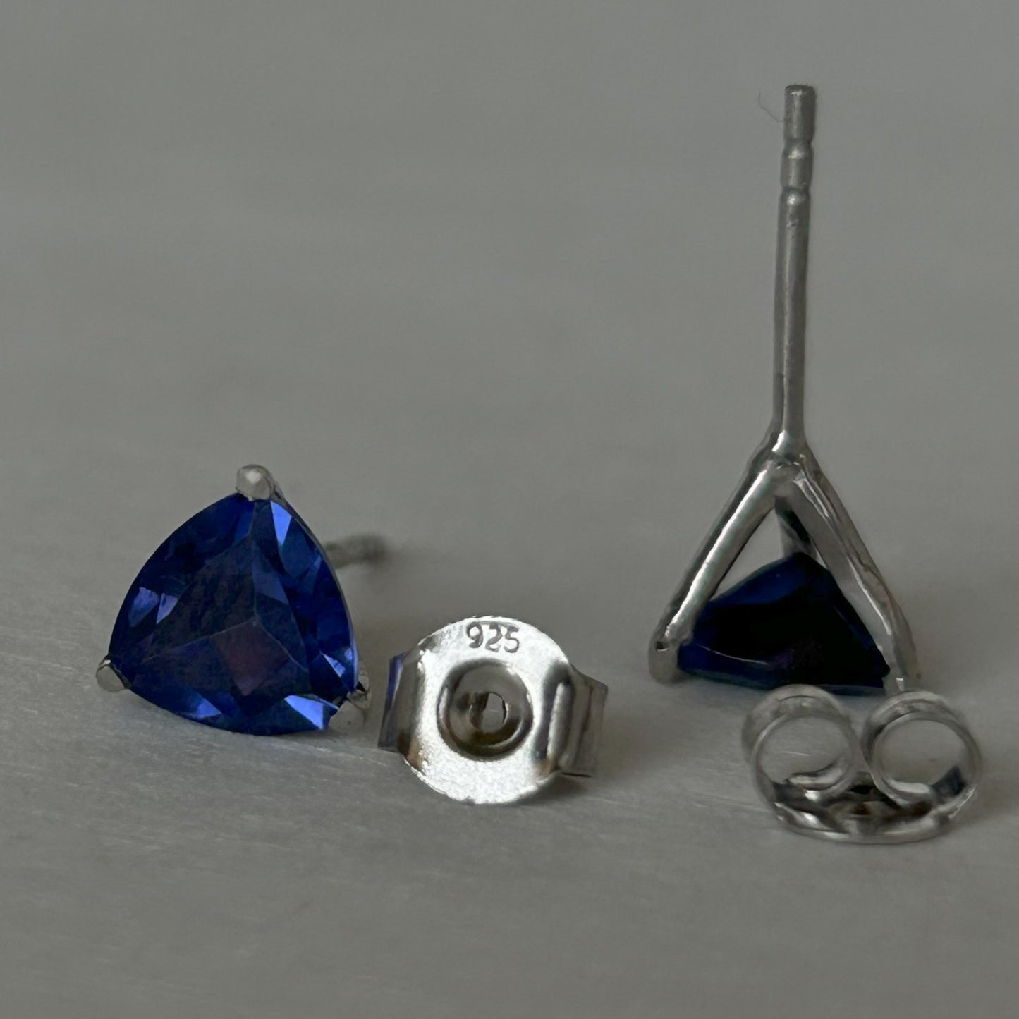 Sapphire Trillion Earring - Silver Earring