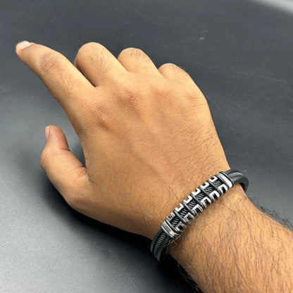 Men's Black Band Stainless Steel Bracelet