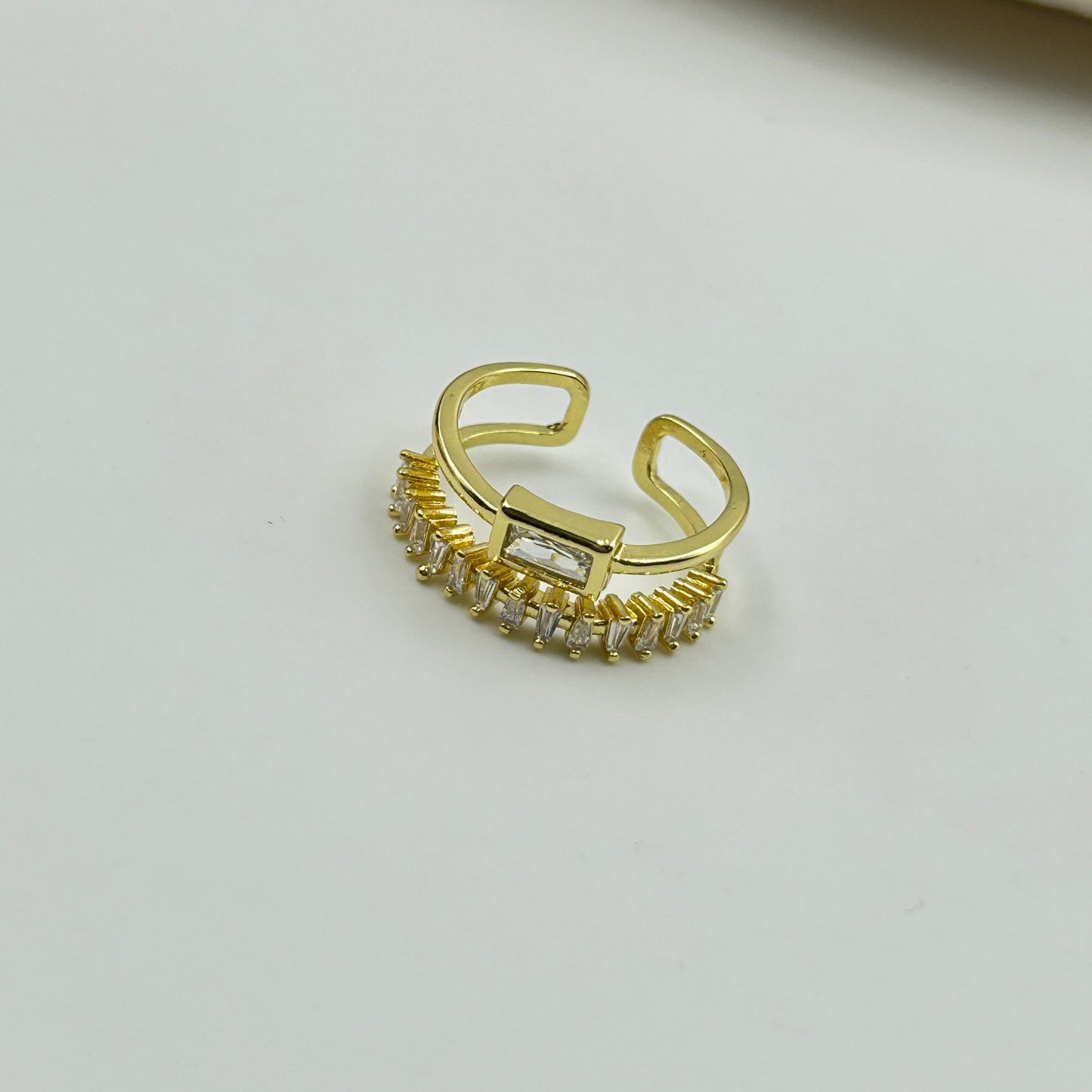 Women's Adjustable Double Style Ring 18k Yellow Gold Plated