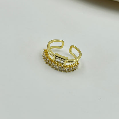 Women's Adjustable Double Style Ring 18k Yellow Gold Plated