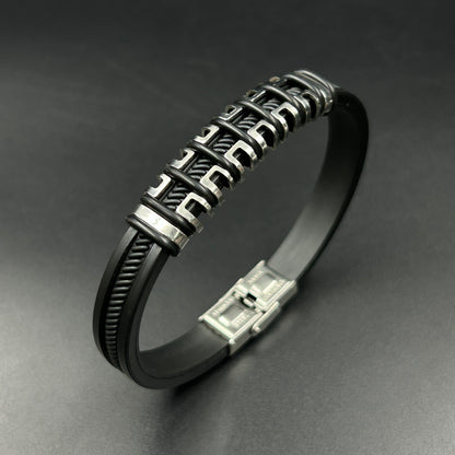 Men's Black Band Stainless Steel Bracelet