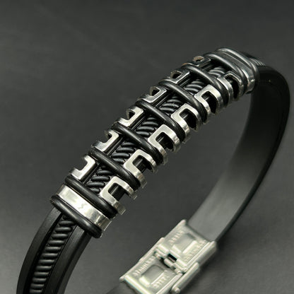 Men's Black Band Stainless Steel Bracelet