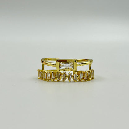 Women's Adjustable Double Style Ring 18k Yellow Gold Plated