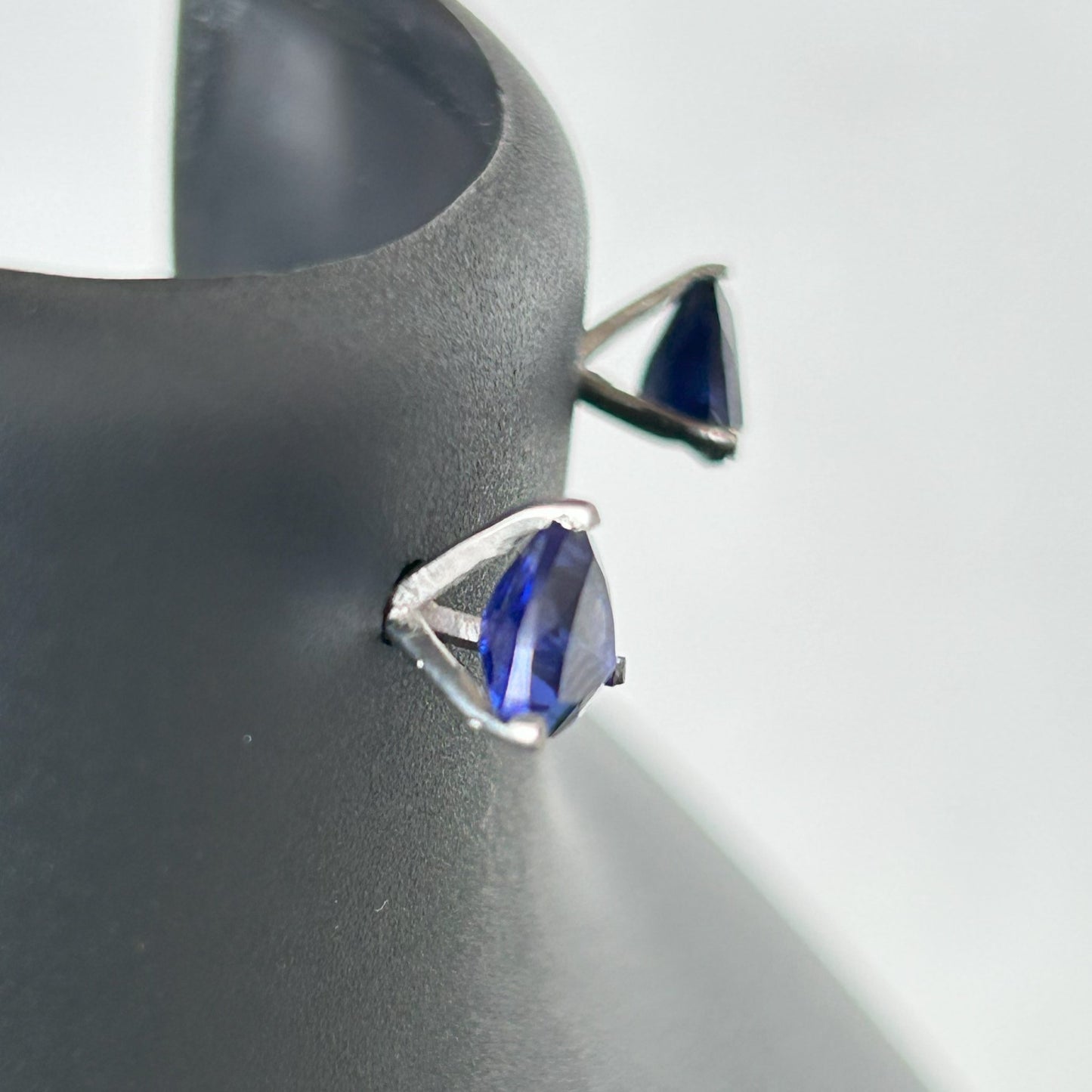Sapphire Trillion Earring - Silver Earring