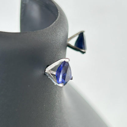 Sapphire Trillion Earring - Silver Earring