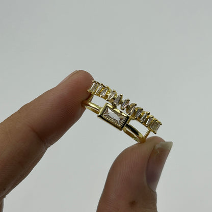 Women's Adjustable Double Style Ring 18k Yellow Gold Plated