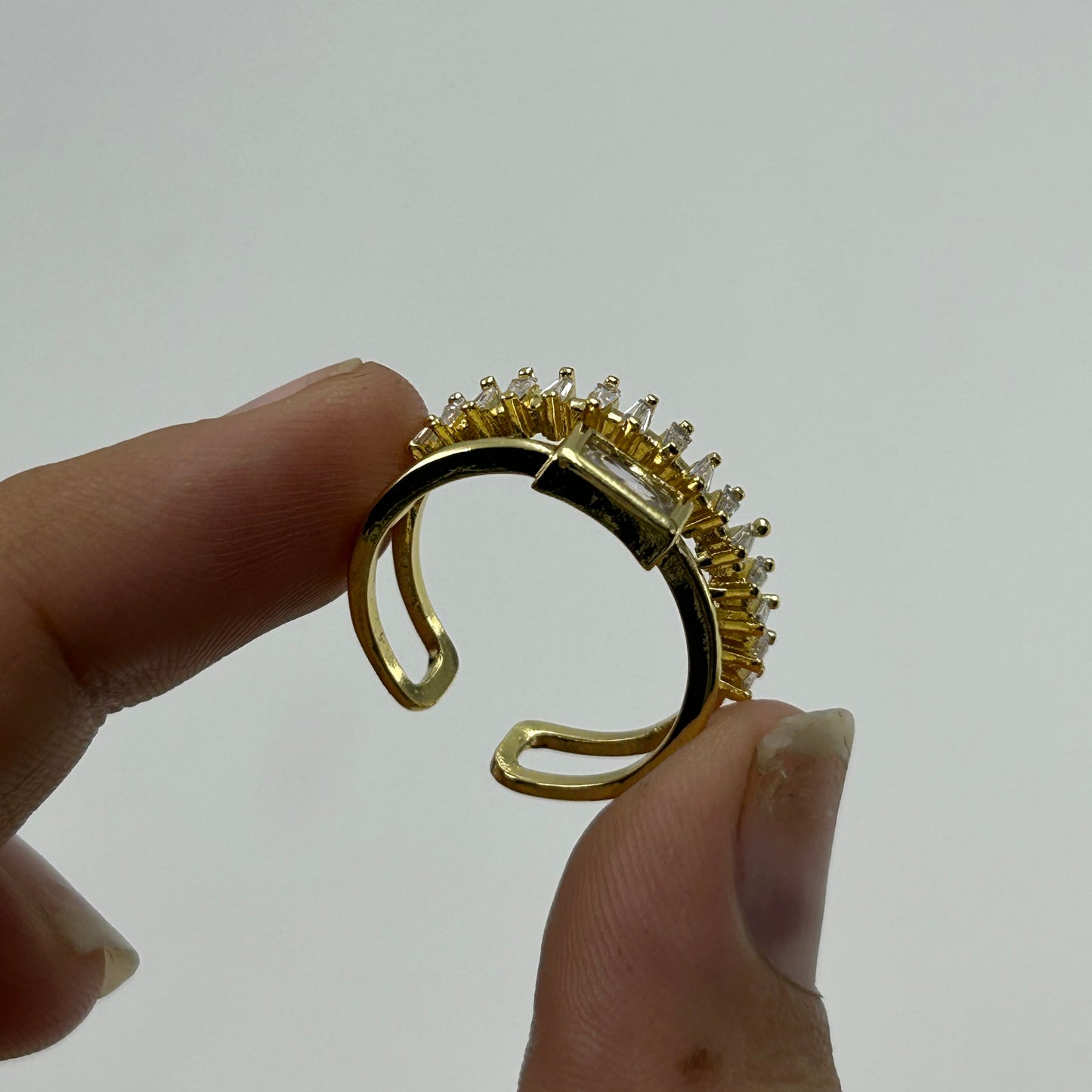 Women's Adjustable Double Style Ring 18k Yellow Gold Plated