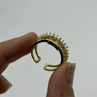 Women's Adjustable Double Style Ring 18k Yellow Gold Plated
