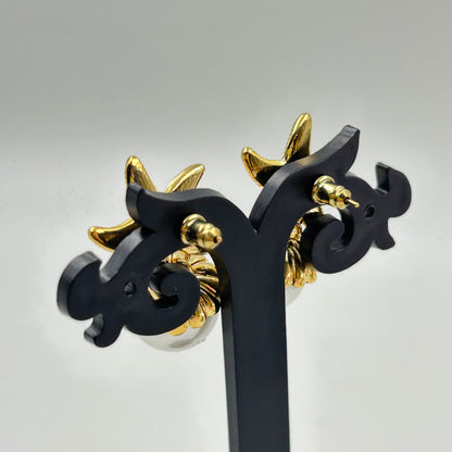 Pearl Earring Star Fish Earring 18k Yellow Gold Plated