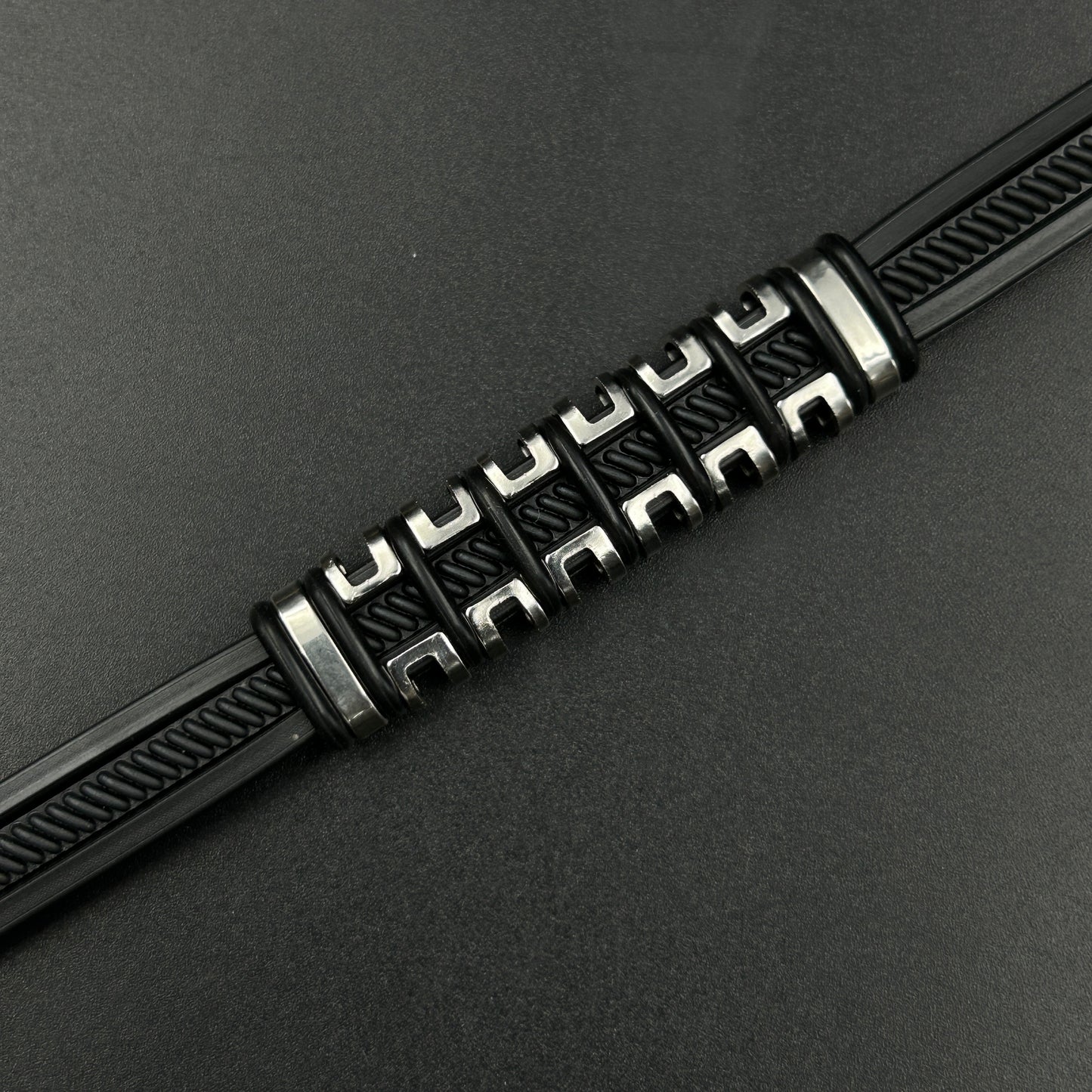 Men's Black Band Stainless Steel Bracelet