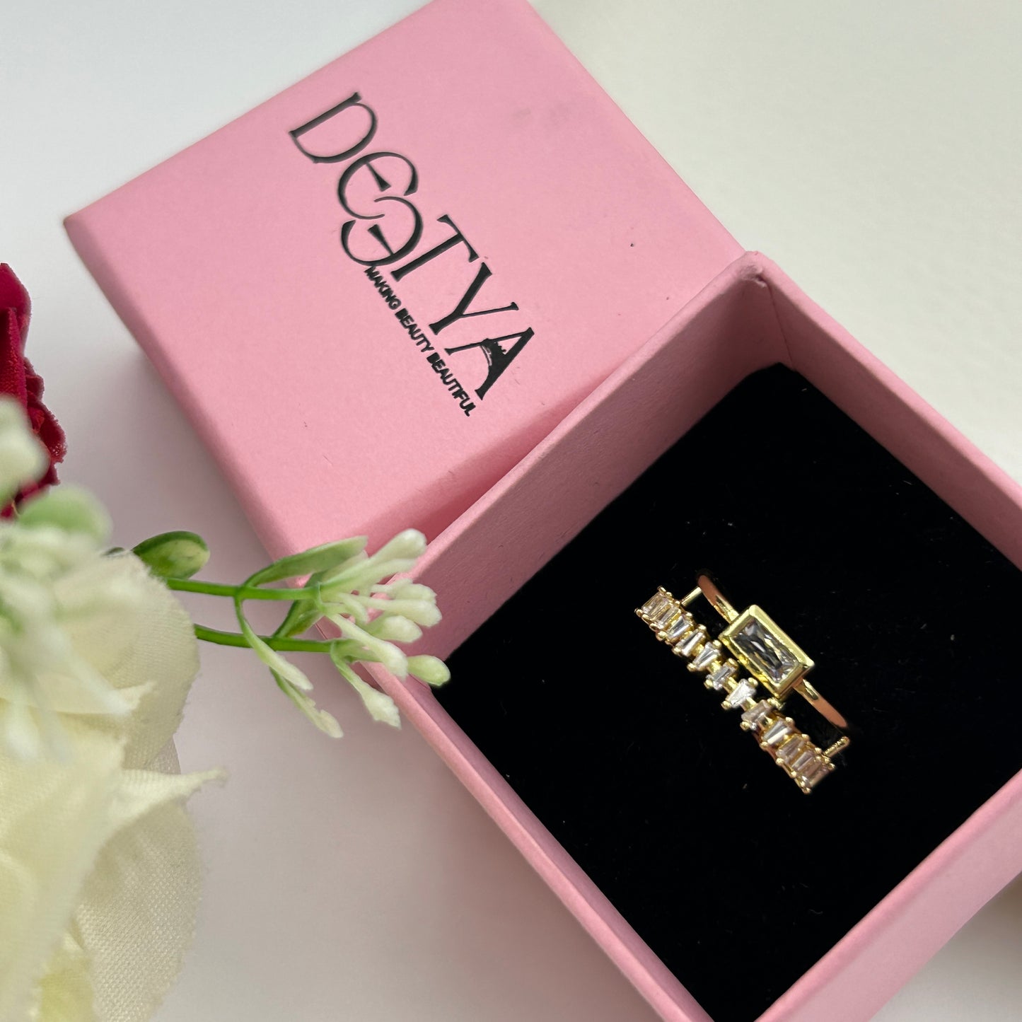 Women's Adjustable Double Style Ring 18k Yellow Gold Plated