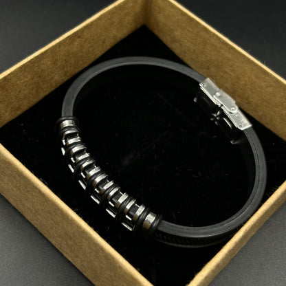 Men's Black Band Stainless Steel Bracelet