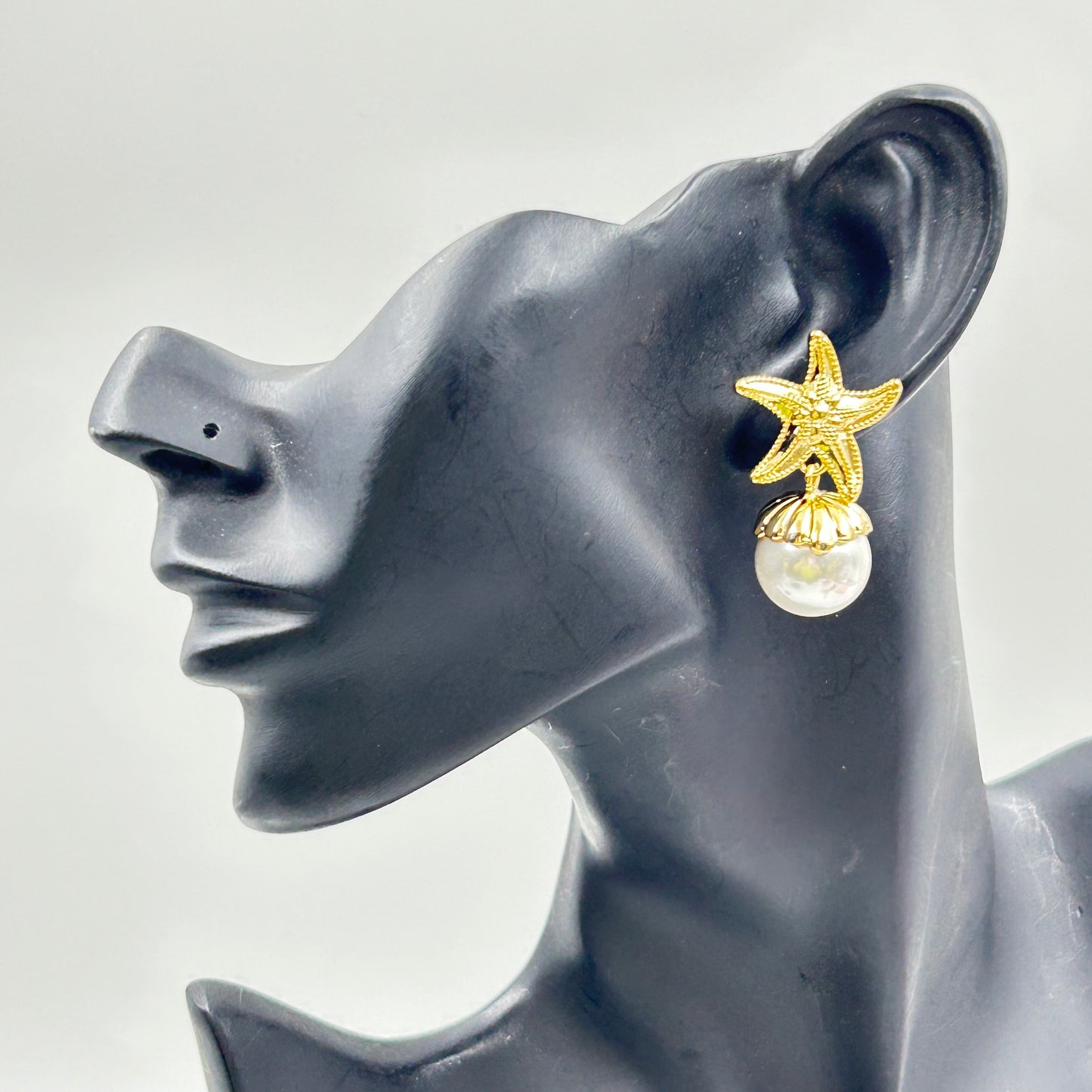 Pearl Earring Star Fish Earring 18k Yellow Gold Plated