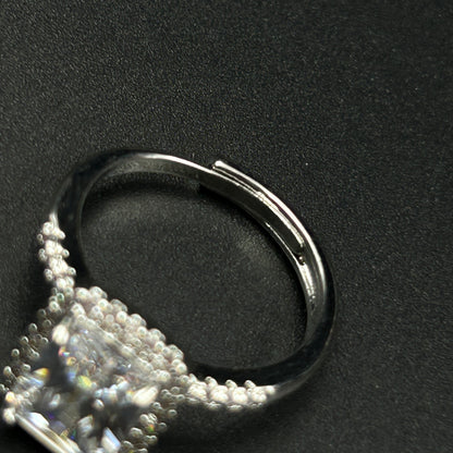 Diamond Ring 18k White Gold Plated