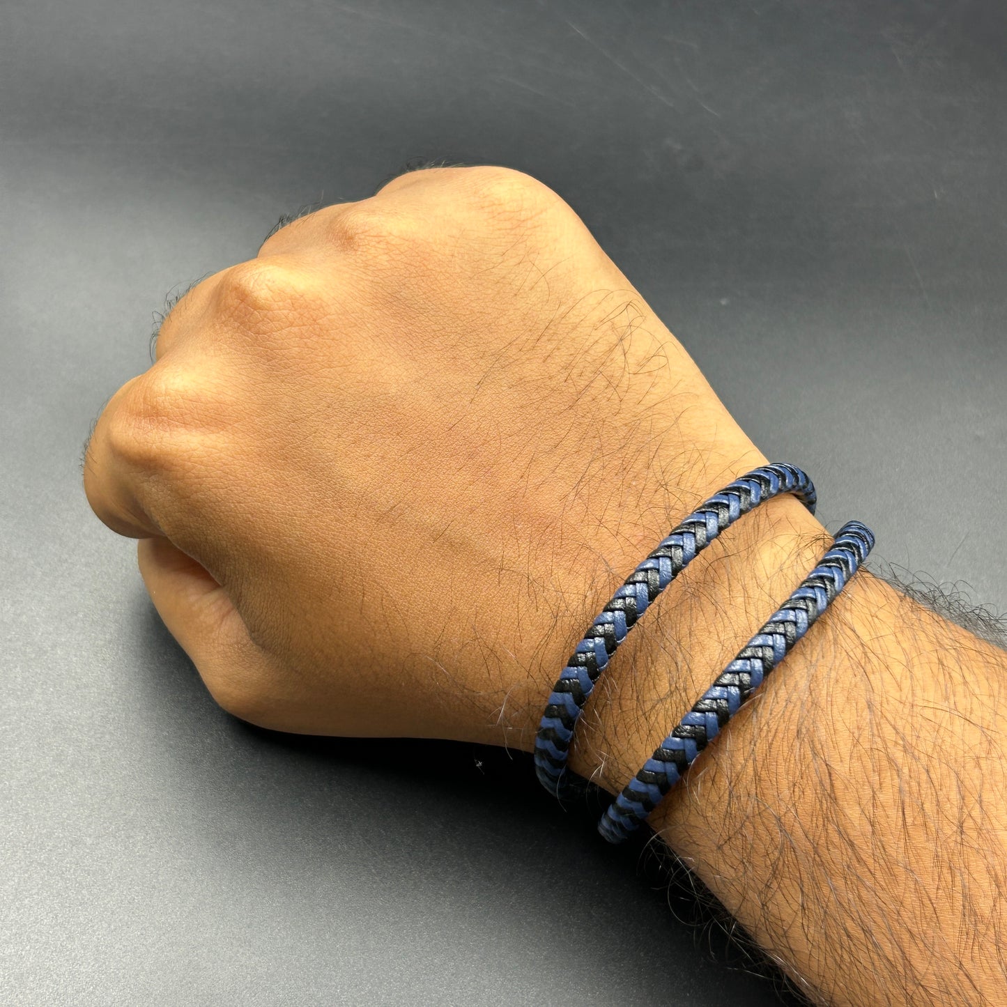 Stainless Steel Bracelet Double Blue Band