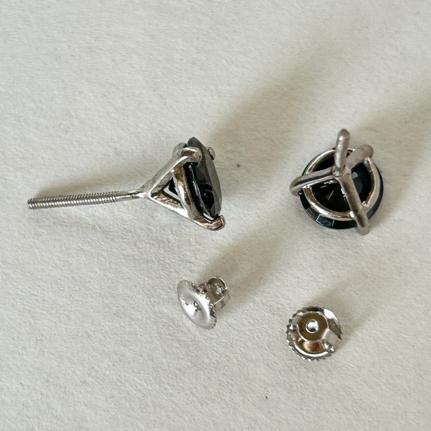 Black Diamond Stud Earring - Silver Earring