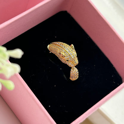 Women's Panther Ring 18k Yellow Gold Plated Adjustable Ring