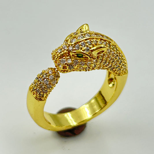 Women's Panther Ring 18k Yellow Gold Plated Adjustable Ring