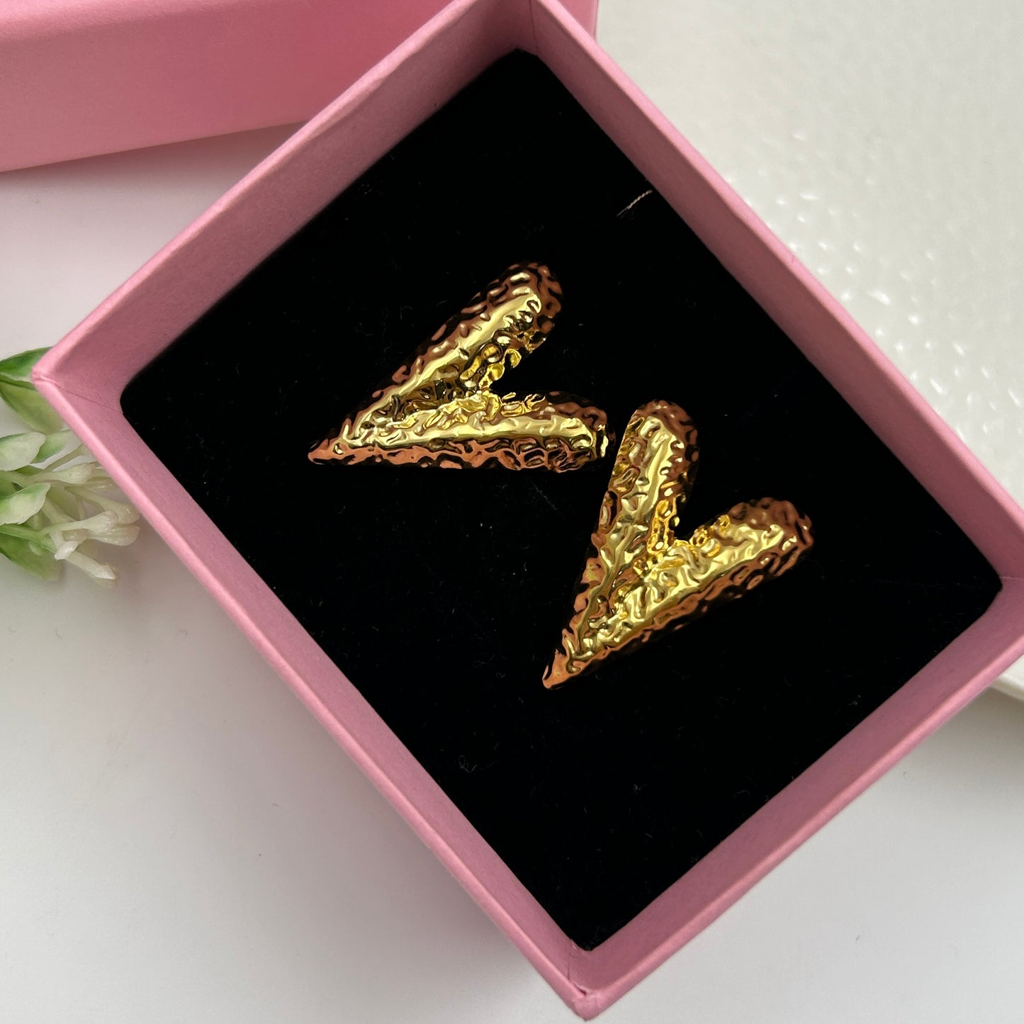 Dainty Heart Earrings 18k Gold Plated