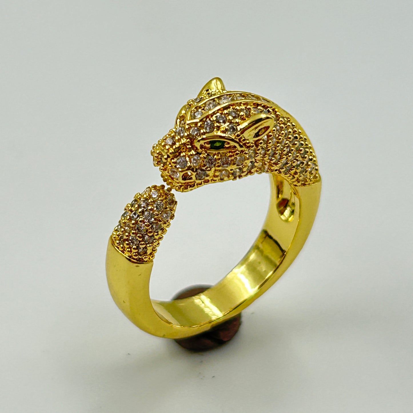 Women's Panther Ring 18k Yellow Gold Plated Adjustable Ring