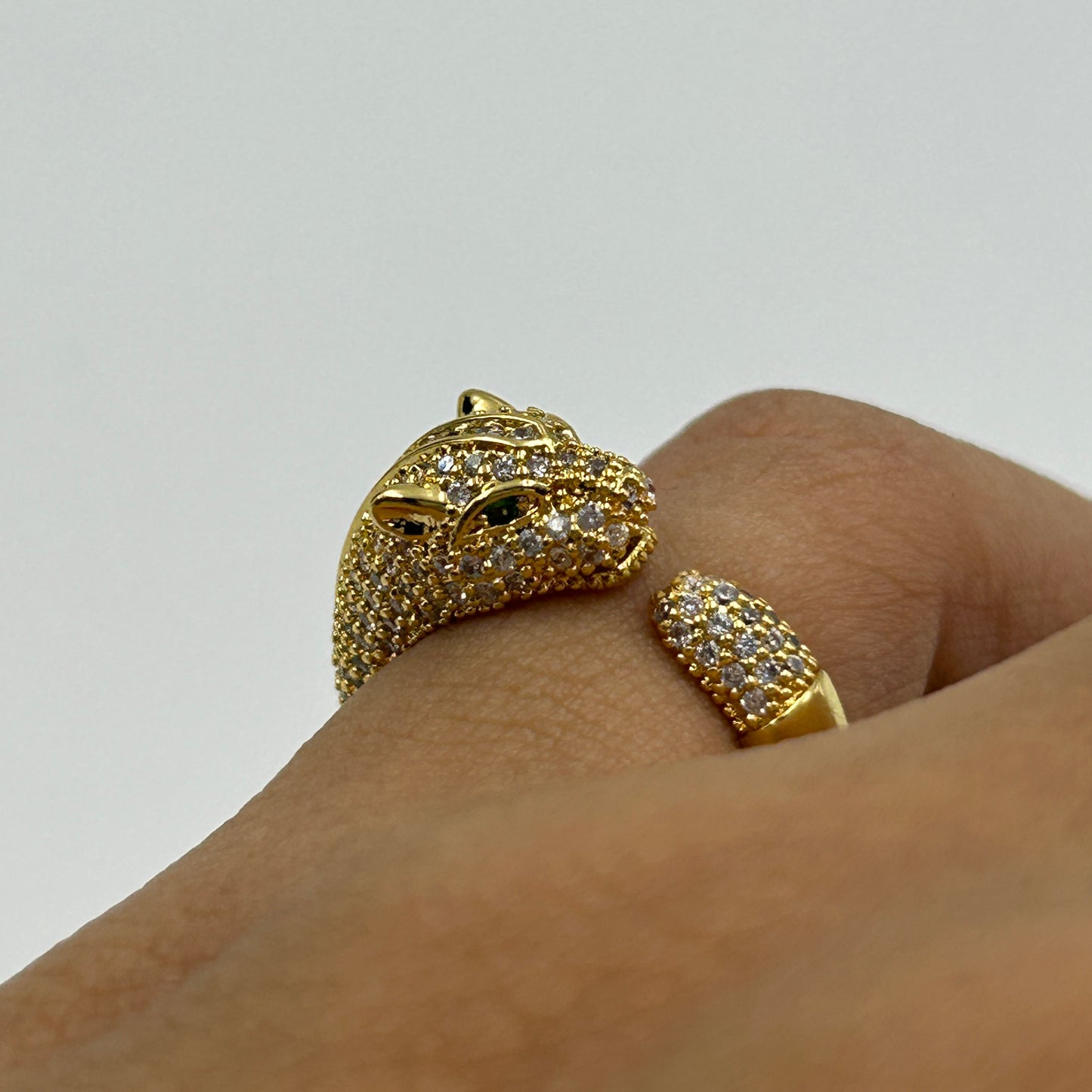 Women's Panther Ring 18k Yellow Gold Plated Adjustable Ring