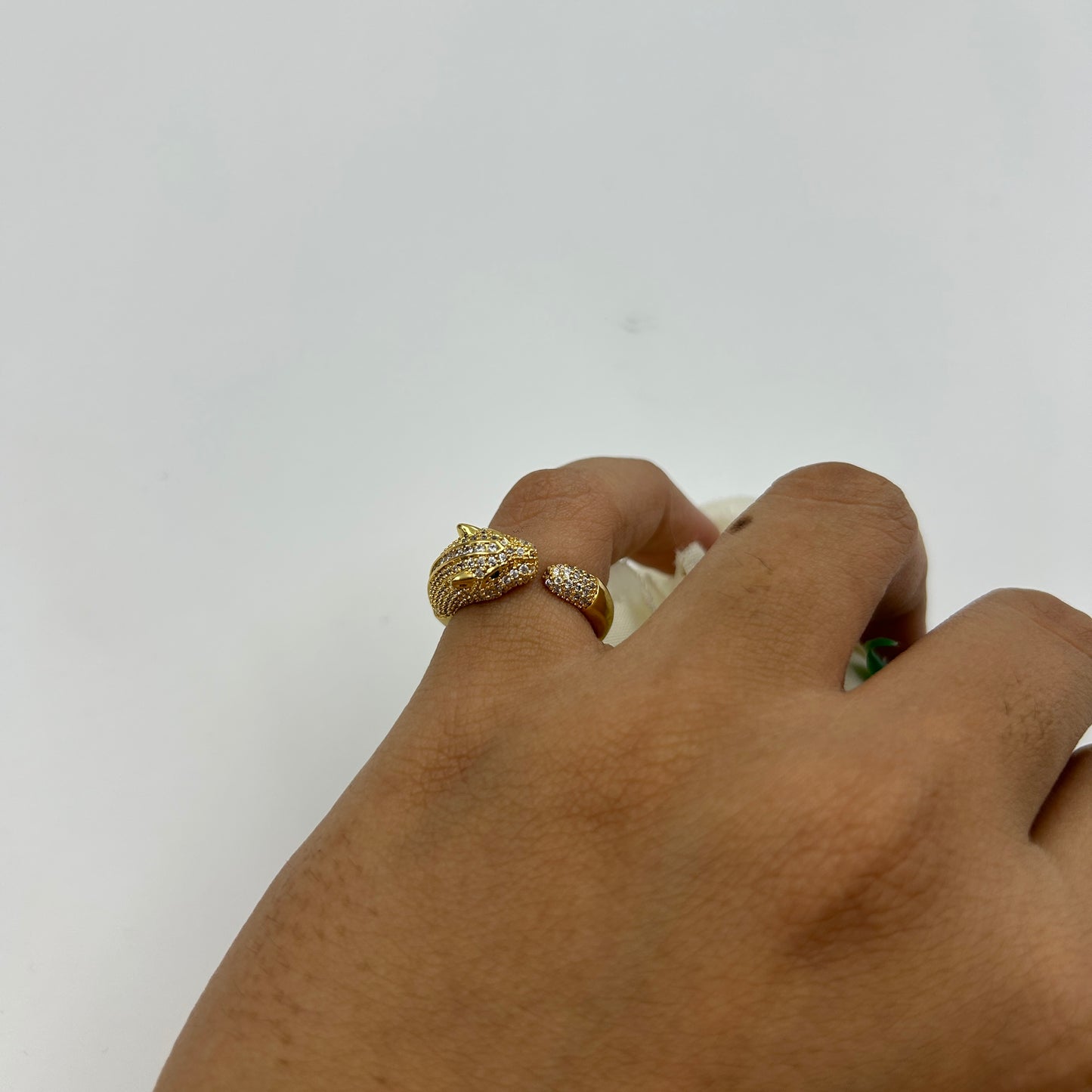 Women's Panther Ring 18k Yellow Gold Plated Adjustable Ring