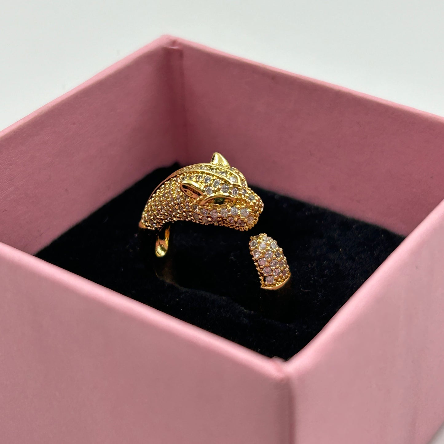 Women's Panther Ring 18k Yellow Gold Plated Adjustable Ring
