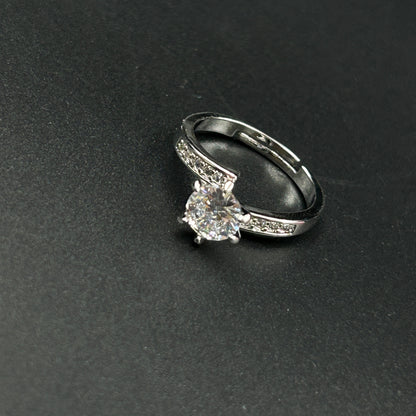 Solitaire Tension Ring 18k White Gold Plated