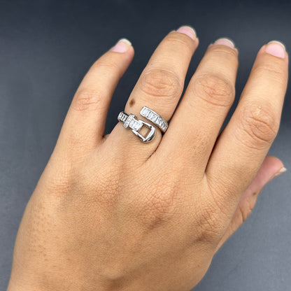 Belt Ring 18k white gold plated ring