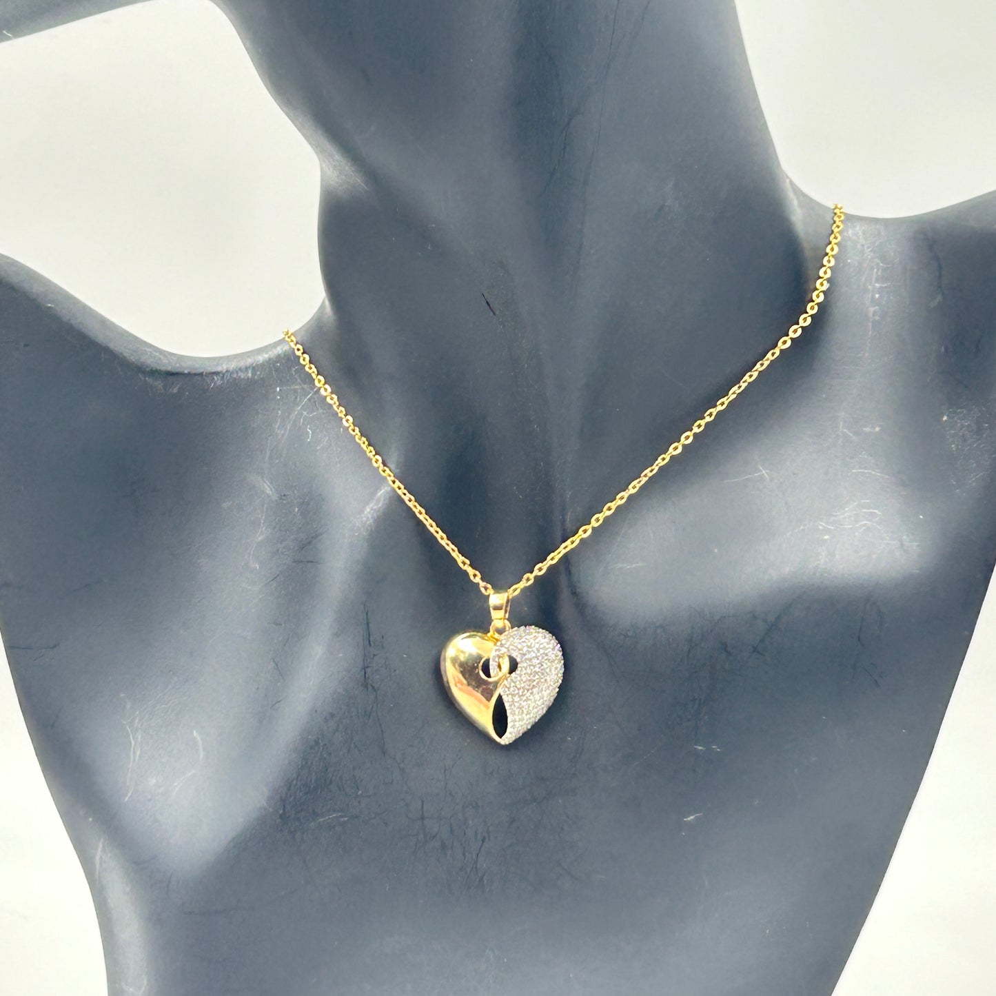 Two tone Heart Necklace 18k gold plated