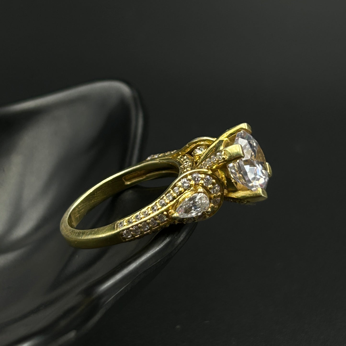 Yellow Gold Silver Ring - Women's Ring