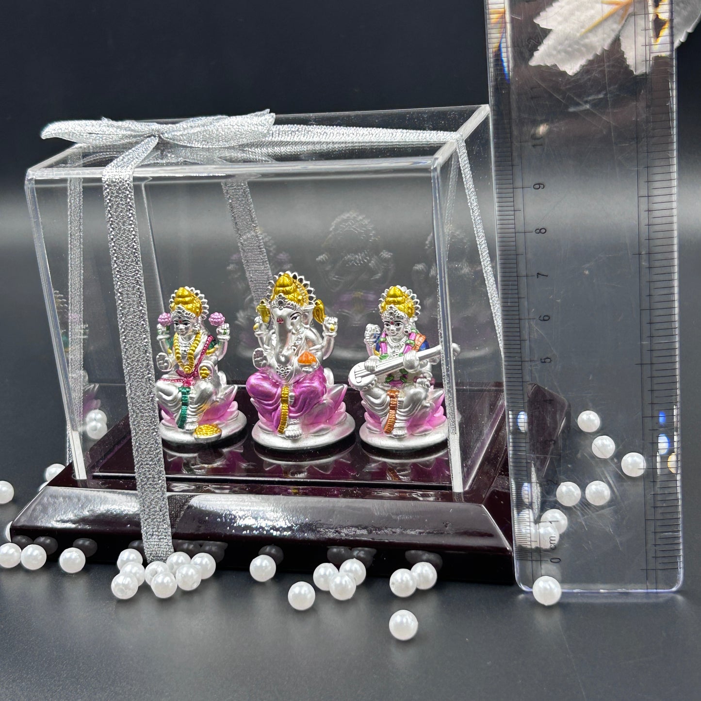 Laxmi/Ganesh/Saraswati 999 Pure Silver Murti