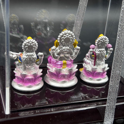 Laxmi/Ganesh/Saraswati 999 Pure Silver Murti