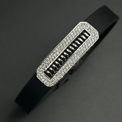 Silver Couple Bracelet - Black Belt