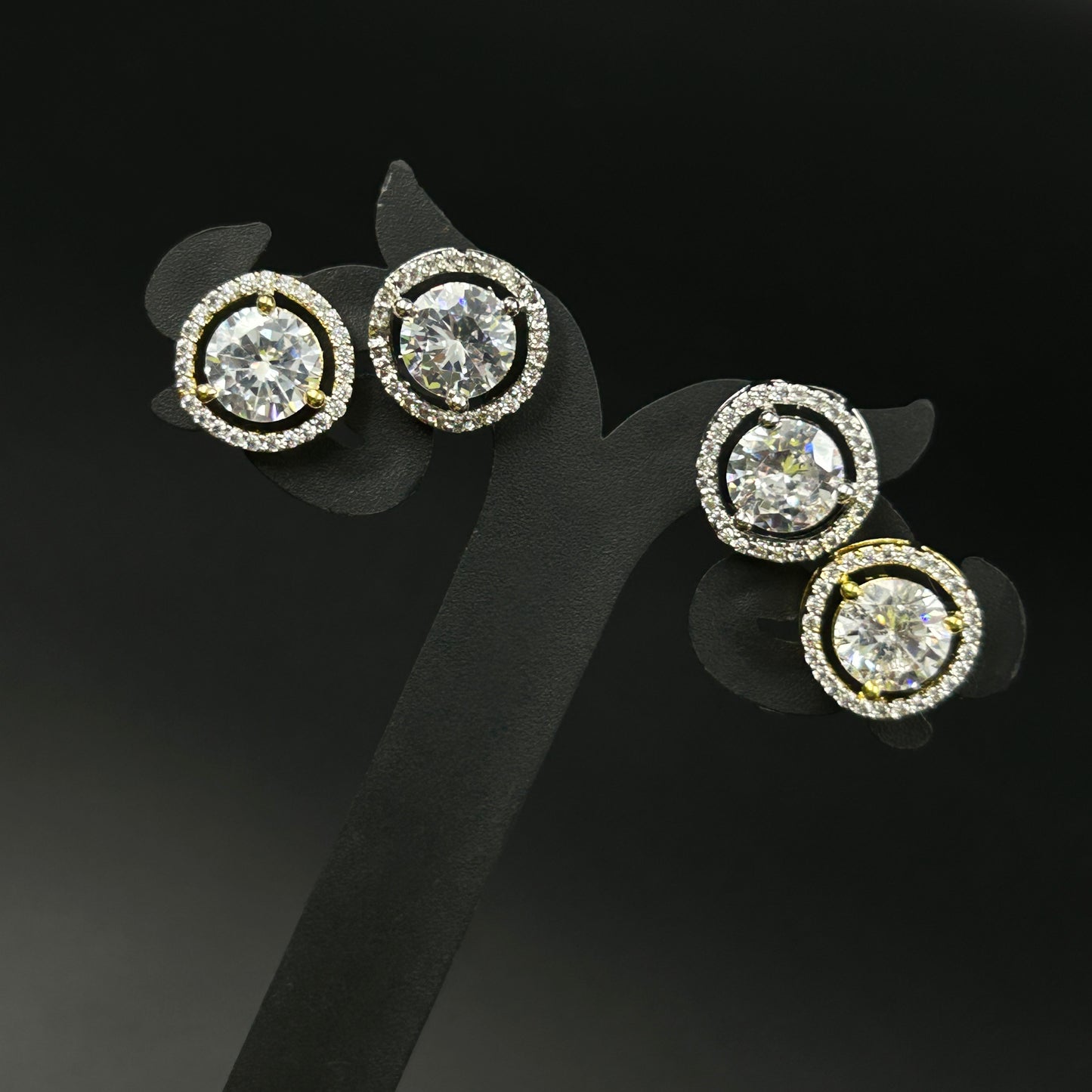 18K Yellow Gold Plated Minimal Round Pendant and Earrings