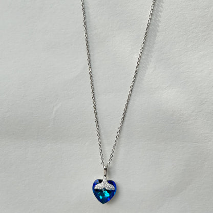 Blue Heart Pendant - Silver Pendant and Chain