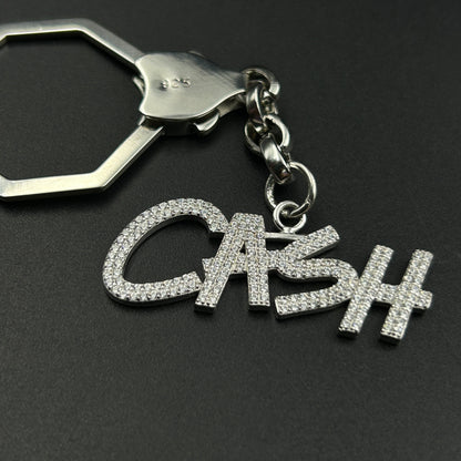 Silver CASH Keychain - Sterling silver Keychain