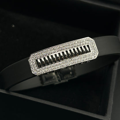 Silver Couple Bracelet - Black Belt