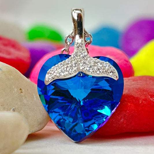 Blue Heart Pendant - Silver Pendant and Chain